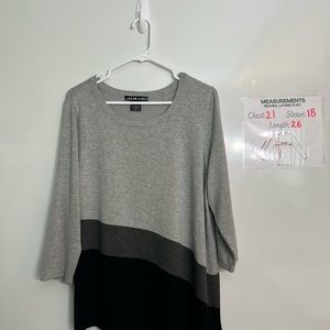 United States Sweaters Pullover Tunic Asymmetrical Hem Black Gray